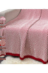 Knitted red with ivory bubble knit texture throw