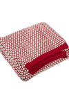 Knitted red with ivory bubble knit texture throw