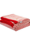 Knitted red with ivory bubble knit texture throw
