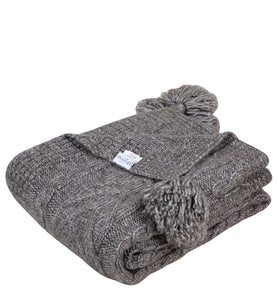 Knitted TEXTURE Knit throw Brown with tassels