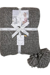 Knitted TEXTURE Knit throw Brown with tassels