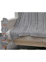 Load image into Gallery viewer, Knitted TEXTURE Knit throw Brown with tassels