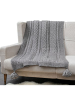 Load image into Gallery viewer, Knitted TEXTURE Knit throw Brown with tassels