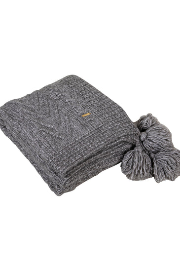 Knitted TEXTURE Knit throw Brown with tassels