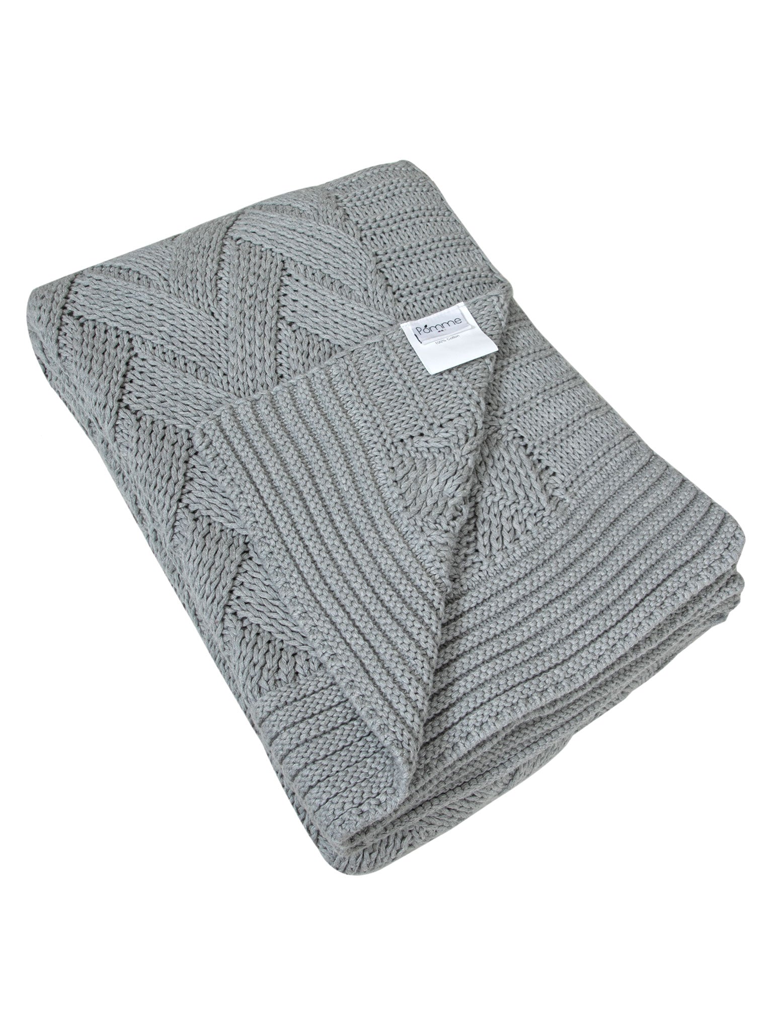 Knitted Basket Grey Melange Chunky Knit Luxry Throw