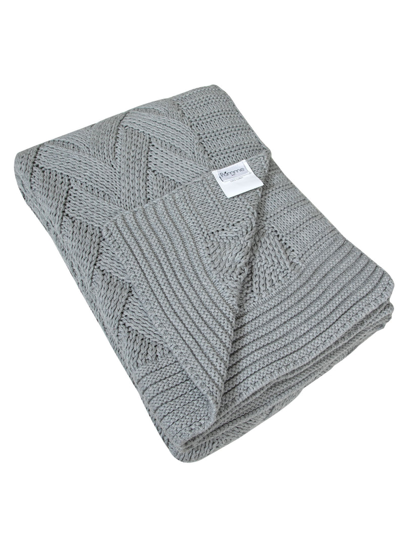 Knitted Basket Knit Grey Melange Chunky Knit Luxry Throw