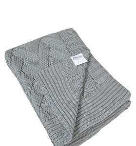 Knitted Basket Grey Melange Chunky Knit Luxry Throw