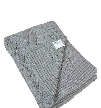 Knitted Basket Grey Melange Chunky Knit Luxry Throw