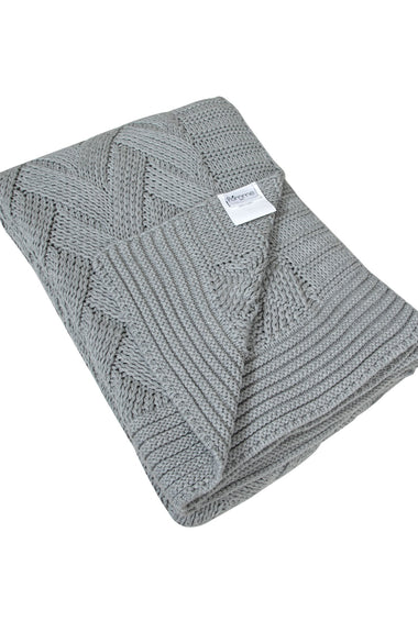 Knitted Basket Grey Melange Chunky Knit Luxry Throw