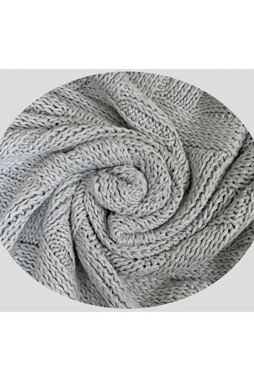 Knitted Basket Grey Melange Chunky Knit Luxry Throw