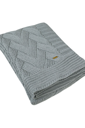 Knitted Basket Grey Melange Chunky Knit Luxry Throw