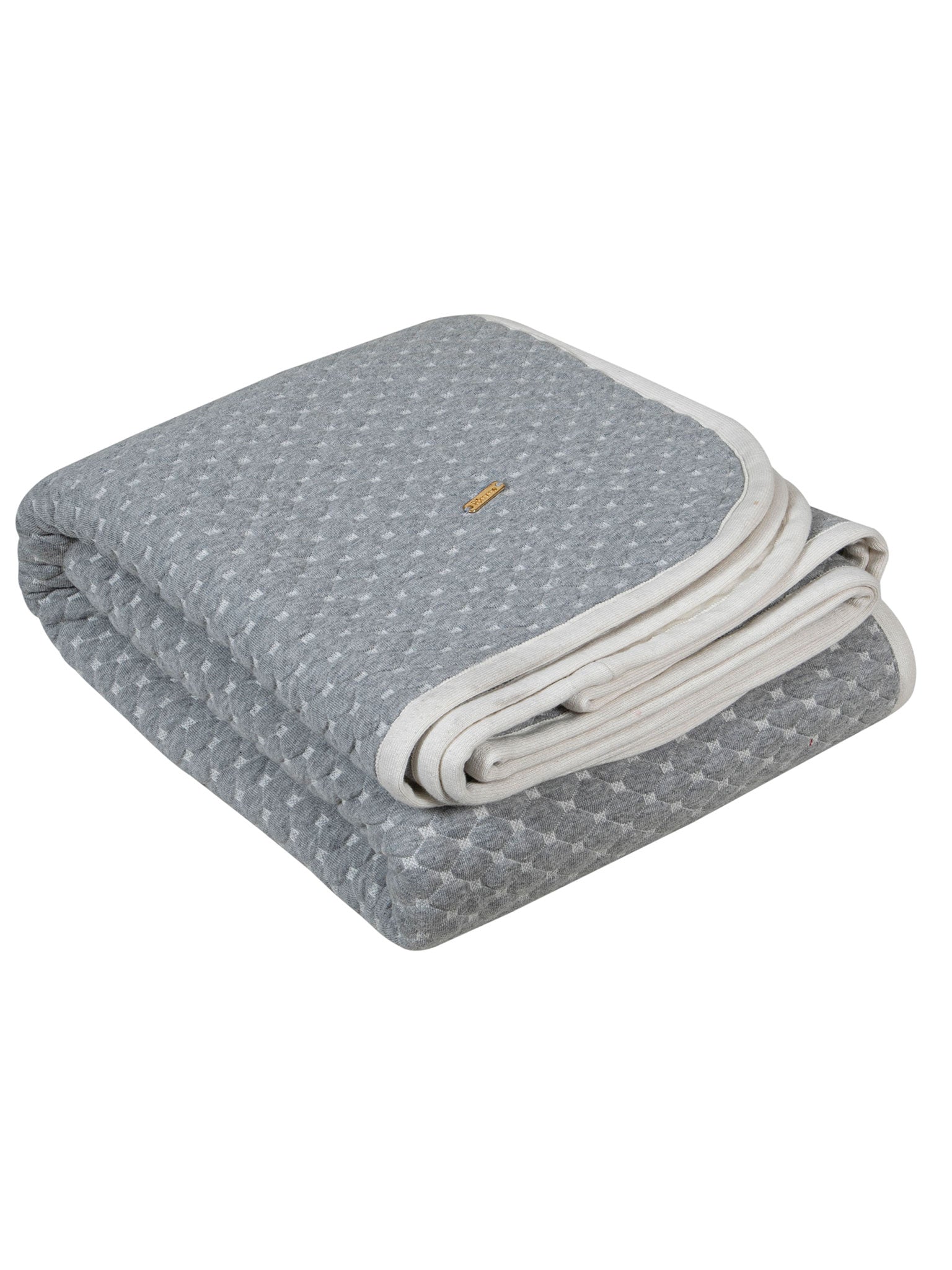 Knitted Grey Melange With Ivory 3D Quilted Throw