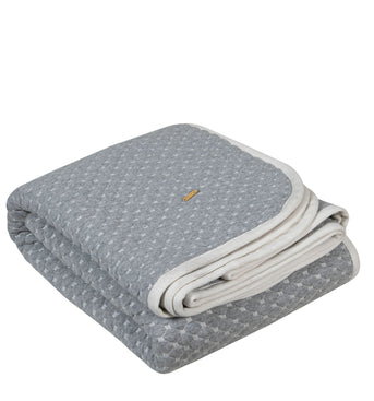 Knitted Grey Melange With Ivory 3D Quilted Throw