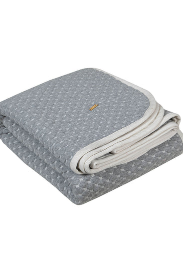 Knitted Grey Melange With Ivory 3D Quilted Throw