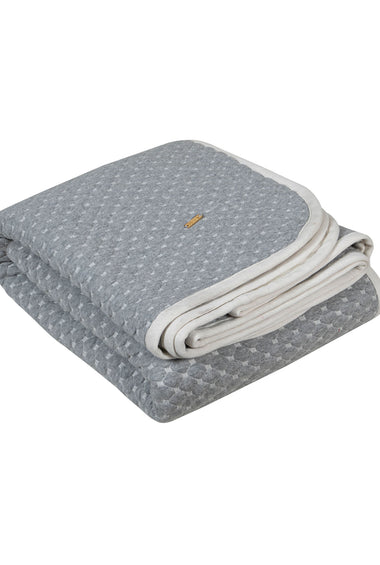 Knitted Grey Melange With Ivory 3D Quilted Throw