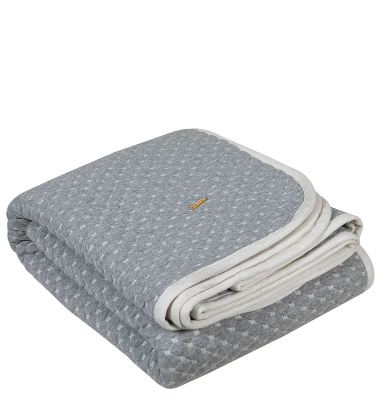 Knitted Grey Melange With Ivory 3D Quilted Throw