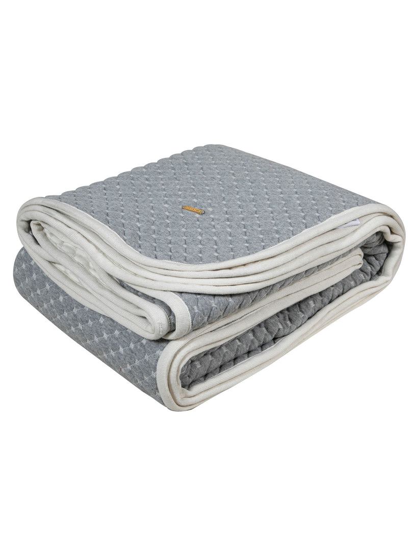 Knitted Grey Melange With Ivory 3D Quilted Throw