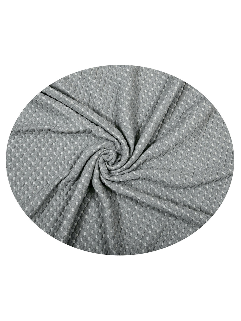 Knitted Grey Melange With Ivory 3D Quilted Throw
