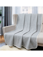 Load image into Gallery viewer, Knitted Grey Melange With Ivory 3D Quilted Throw
