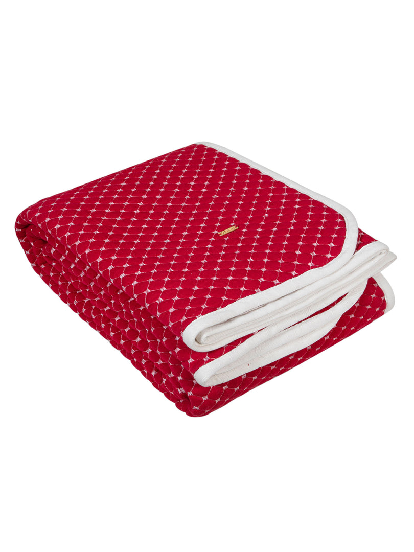 Knitted Red Melange With Ivory 3D Quilted Throw