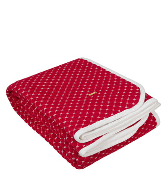 Knitted Red Melange With Ivory 3D Quilted Throw