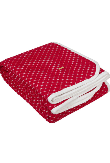 Knitted Red Melange With Ivory 3D Quilted Throw