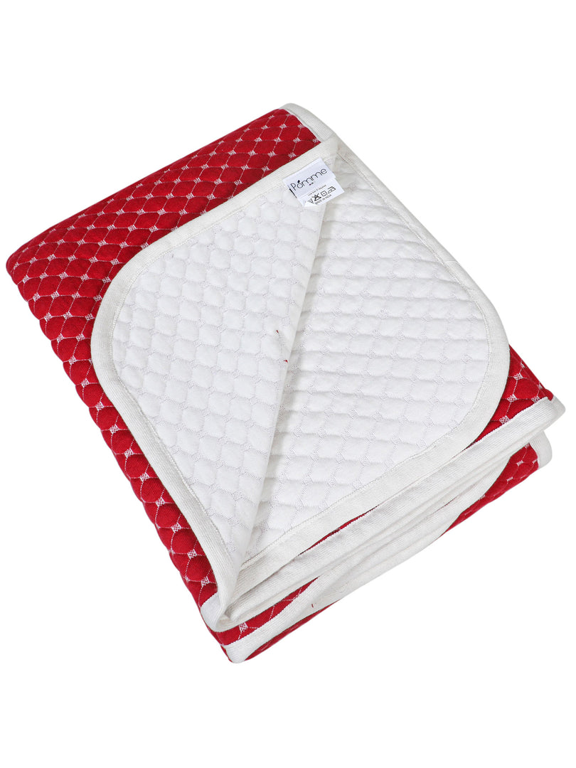 Knitted Red Melange With Ivory 3D Quilted Throw