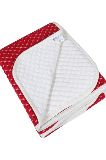 Knitted Red Melange With Ivory 3D Quilted Throw