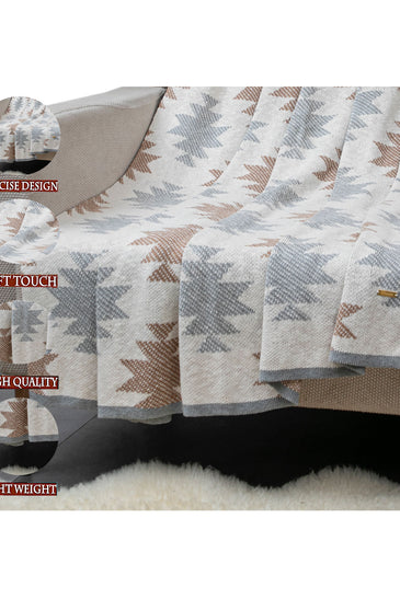 Knitted Grey Tanin AZTEC Throw