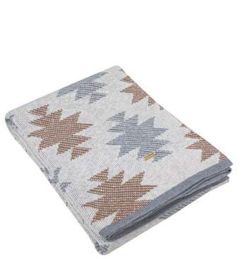 Knitted Grey Tanin AZTEC Throw
