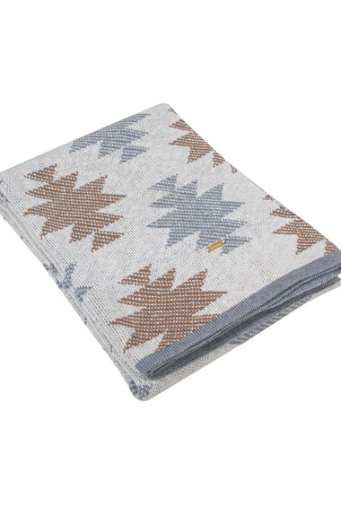 Knitted Grey Tanin AZTEC Throw