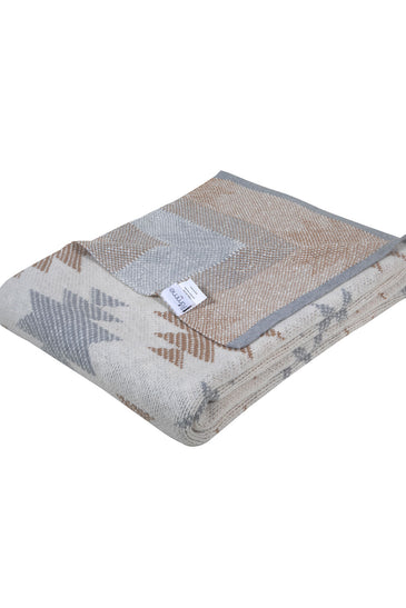 Knitted Grey Tanin AZTEC Throw