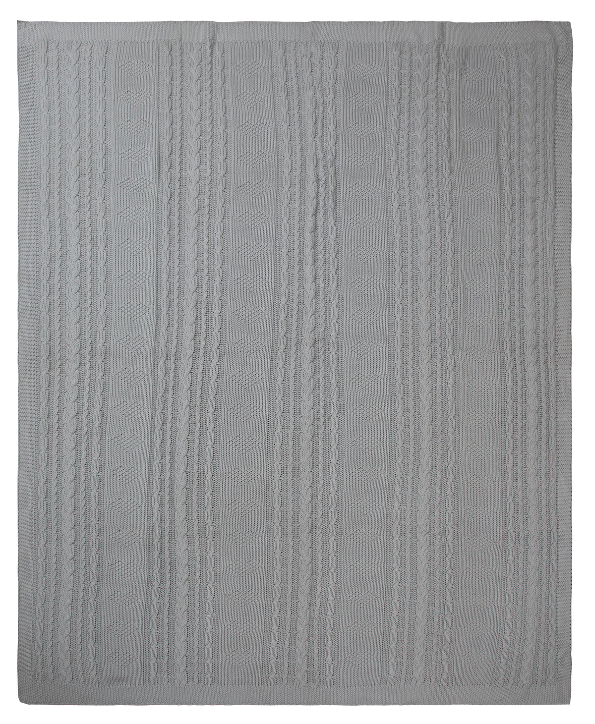 Pomme Cotton Knitted Heritage Cable & Diamond Throw (Grey)