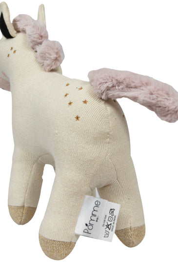Knitted Soft Toy Ivory Gold Lurex Unicorn