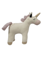 Load image into Gallery viewer, Knitted Soft Toy Ivory Gold Lurex Unicorn
