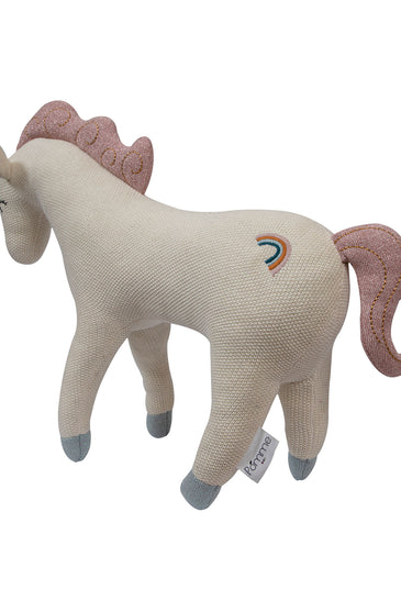 Knitted Soft Toy ivory Unicorn