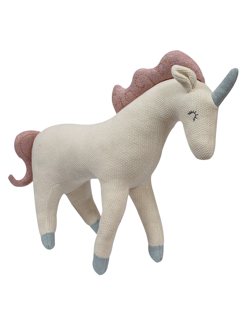 Knitted Soft Toy ivory Unicorn