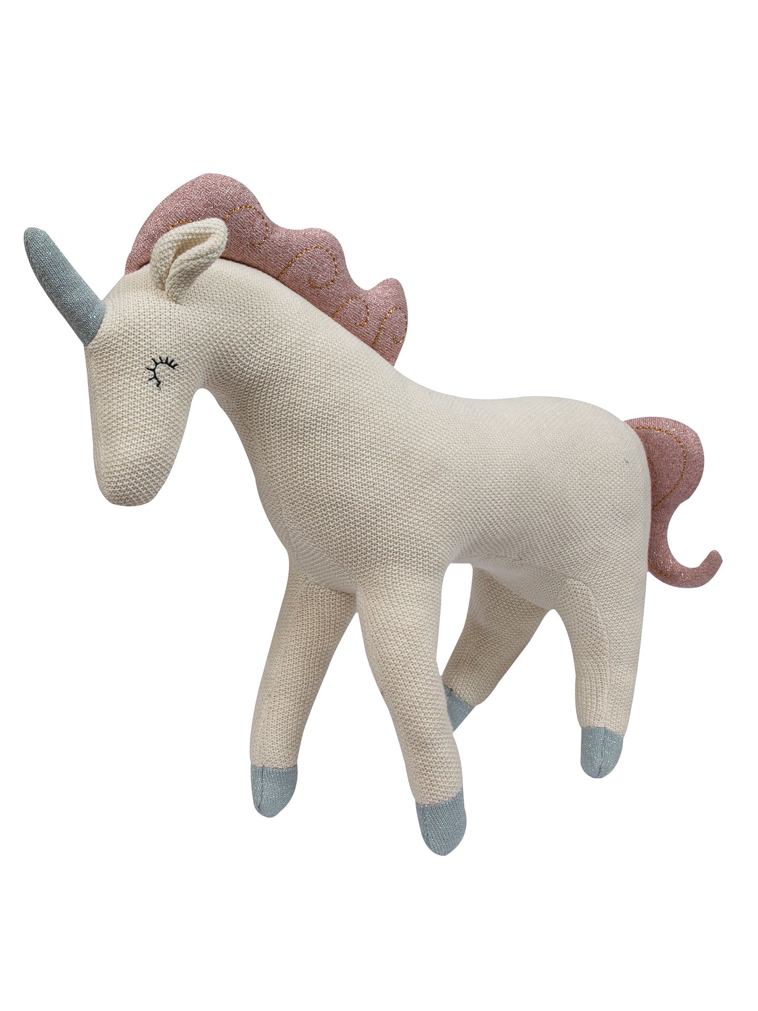 Knitted Soft Toy ivory Unicorn