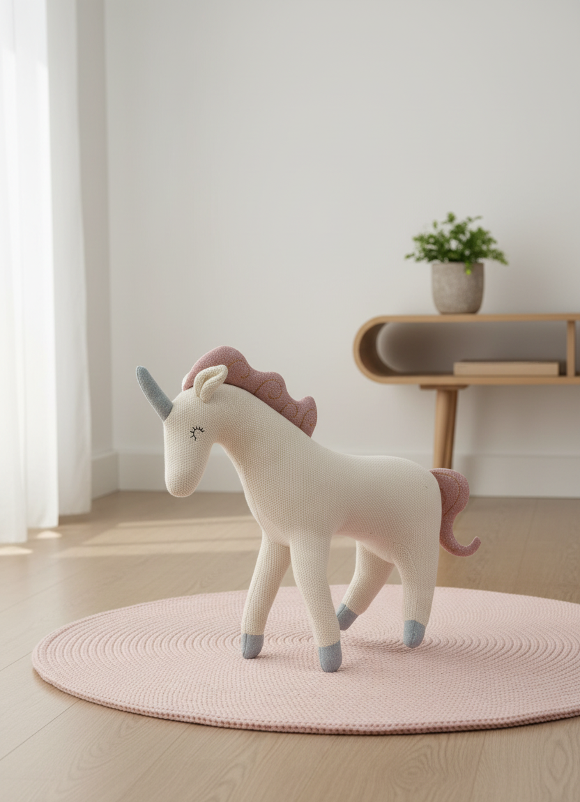 Pomme Soft Knitted Regal Unicorn (Ivory)
