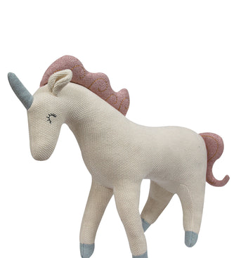 Knitted Soft Toy ivory Unicorn