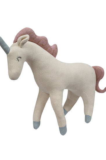 Knitted Soft Toy ivory Unicorn