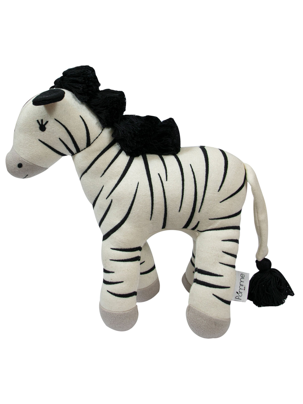 Pomme Cotton Knitted Little Stripes Zebra Soft Toy (Ivory)