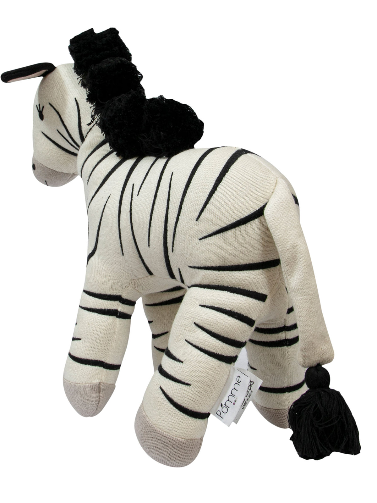 Pomme Cotton Knitted Little Stripes Zebra Soft Toy (Ivory)