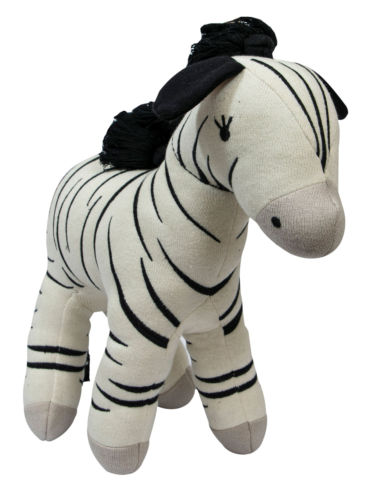 Pomme Cotton Knitted Little Stripes Zebra Soft Toy (Ivory)