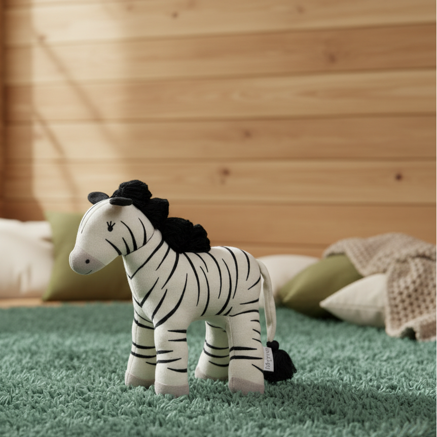Pomme Cotton Knitted Playful Zebra