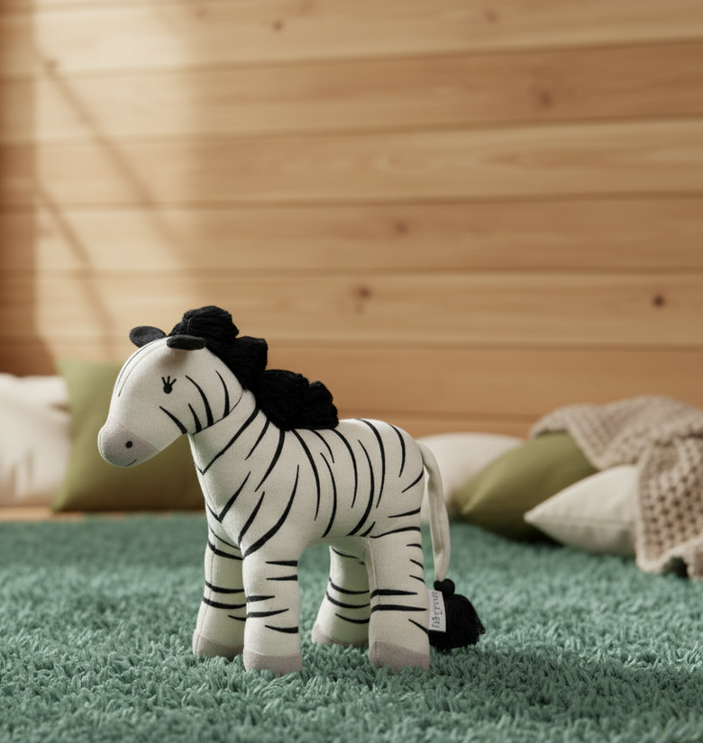 Pomme Cotton Knitted Playful Zebra