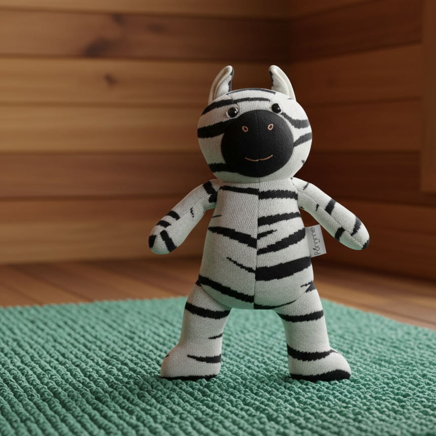 Pomme Soft Knitted Standing Zebra