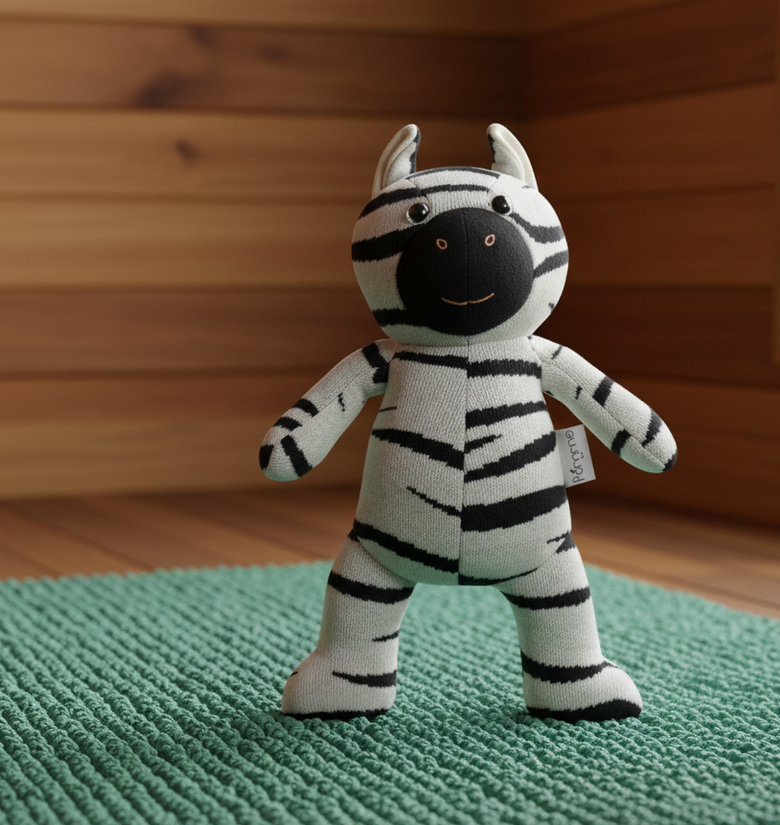 Pomme Soft Knitted Standing Zebra