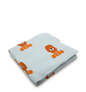 Light Blue Lion Knitted Baby Blanket