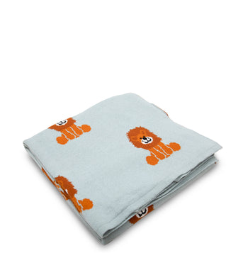 Light Blue Lion Knitted Baby Blanket